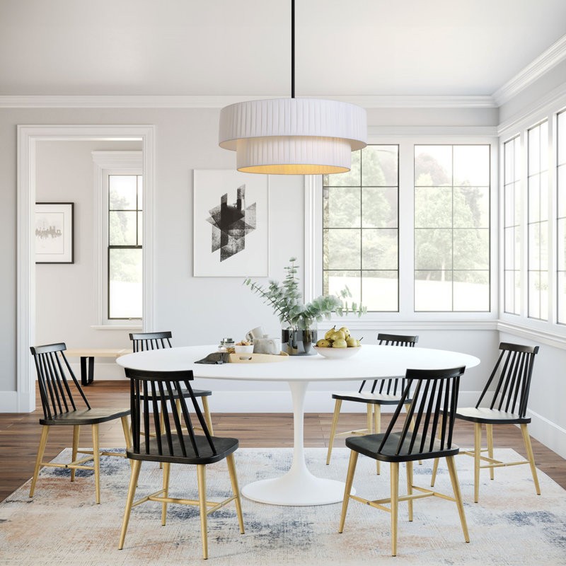 Elaraine Pleated Fabric Circular Drum Shade Chandelier