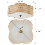 Zardo Coastal Boho Style Rattan Lamp Shade Flush Mount Ceiling Light