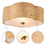 Zardo Coastal Boho Style Rattan Lamp Shade Flush Mount Ceiling Light