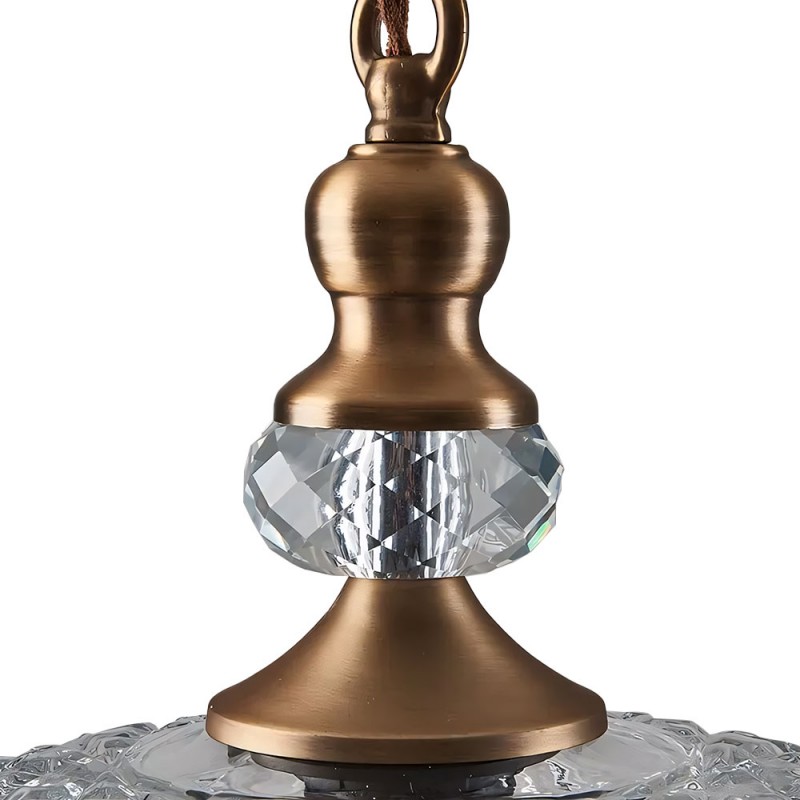 Jaime Antique Brass and Glass Flower Pendant Light
