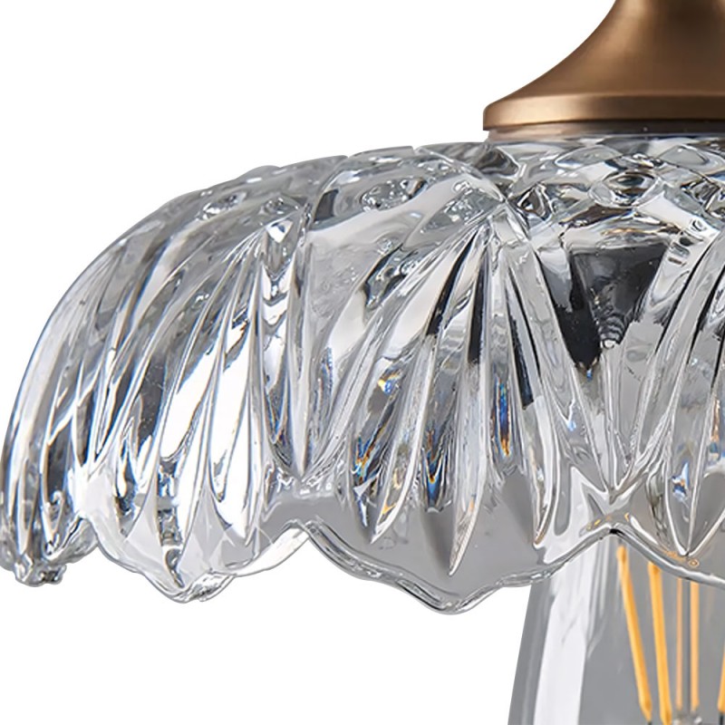 Jaime Antique Brass and Glass Flower Pendant Light
