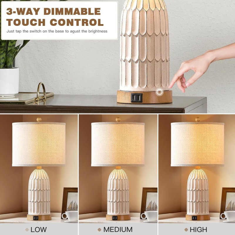 Kaldor Bohemian Style Carving Lamp Frame Touch Bedside Lamp