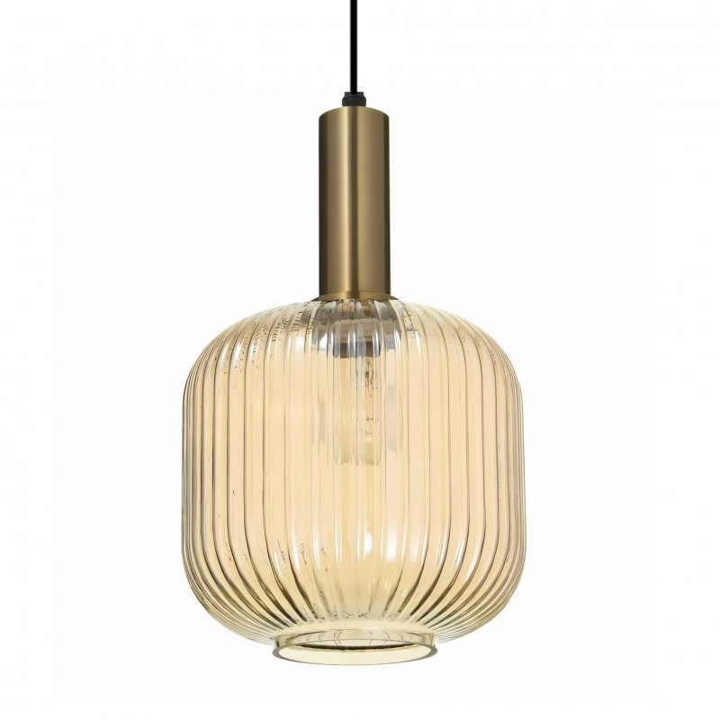 Zarek Lantern Shape Vertical Striped Stained Glass Pendant Light