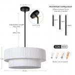 Elaraine Pleated Fabric Circular Drum Shade Chandelier