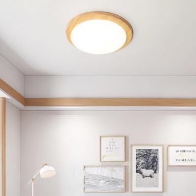 Obta Light Wood Round Ceiling Lamp