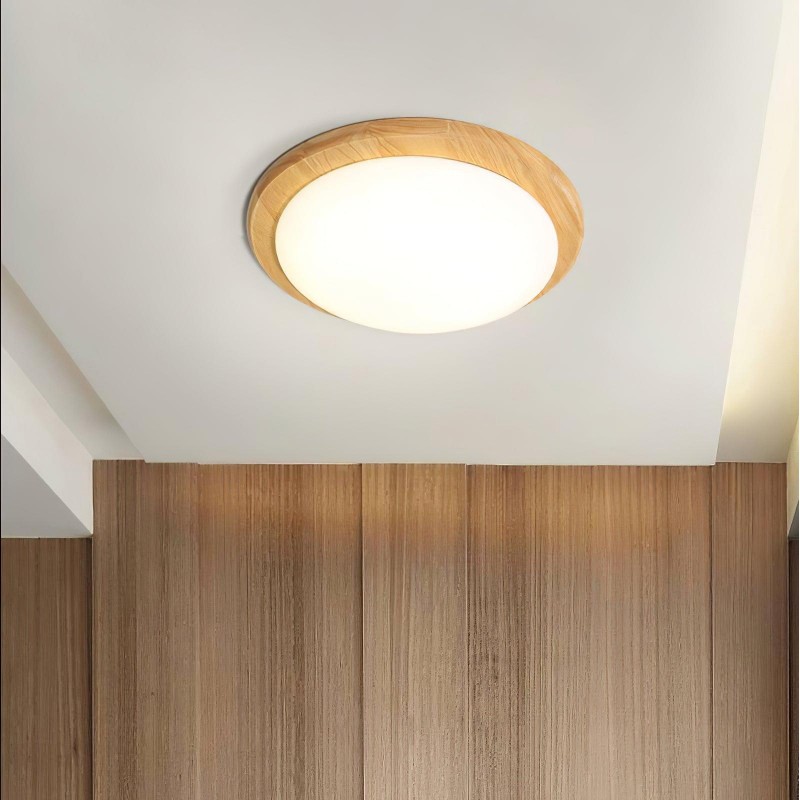 Obta Light Wood Round Ceiling Lamp
