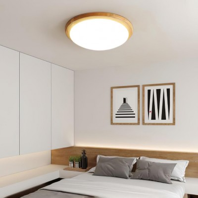 Obta Light Wood Round Ceiling Lamp
