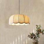 Lyzar Rustic Tiered Rattan Fabric Pendant Light