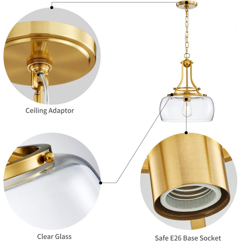 Thalys Brushed Gold Clear Glass Shade Charleston Pendant Light