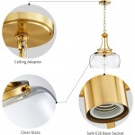 Thalys Brushed Gold Clear Glass Shade Charleston Pendant Light