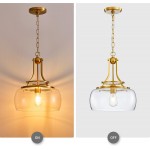 Thalys Brushed Gold Clear Glass Shade Charleston Pendant Light