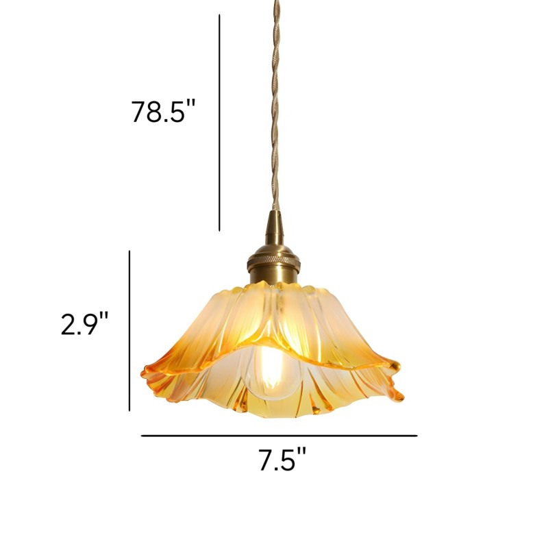 Brion Yellow Glass Flower Single Pendant Light