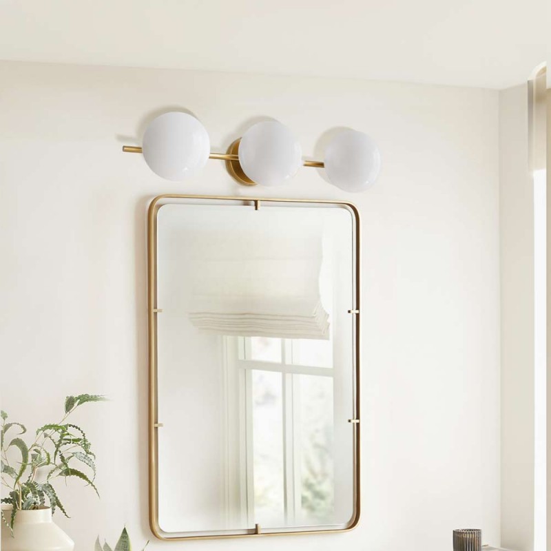 Larian White Glass Globe Bathroom Vanity Light