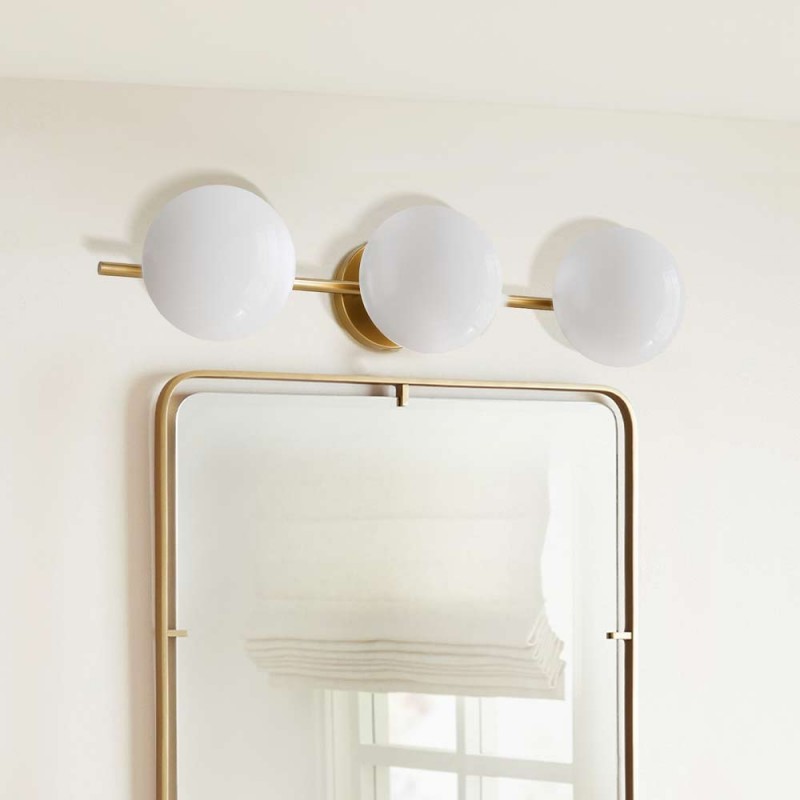 Larian White Glass Globe Bathroom Vanity Light