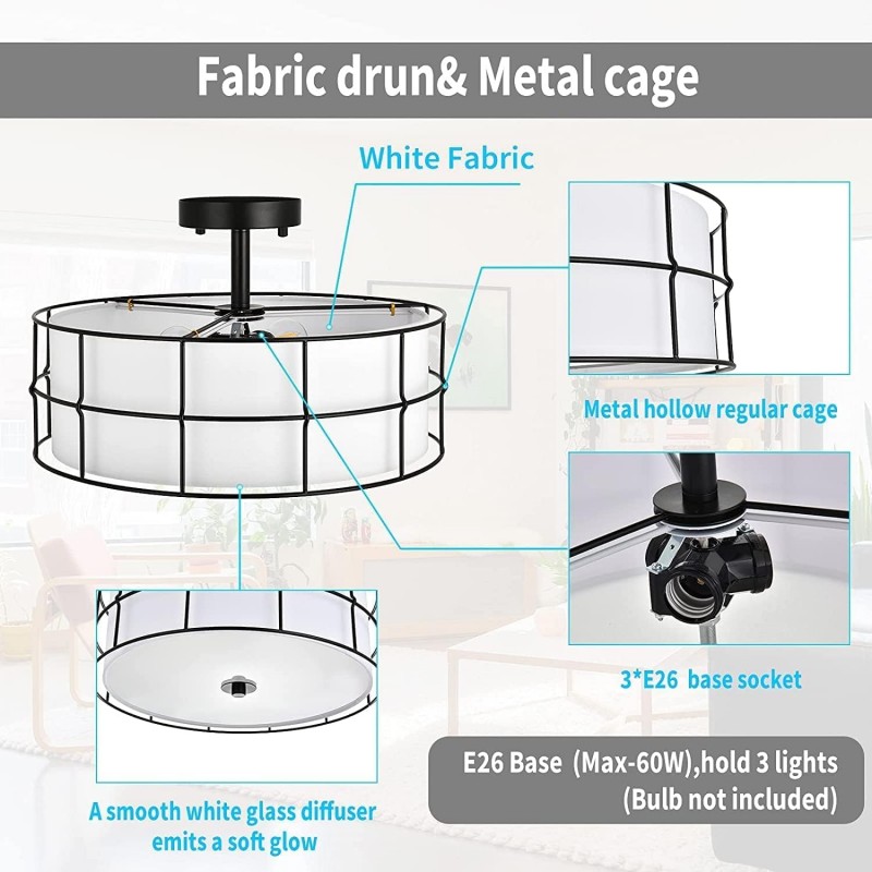 Merrik Metal Mesh Drum Ceiling Light
