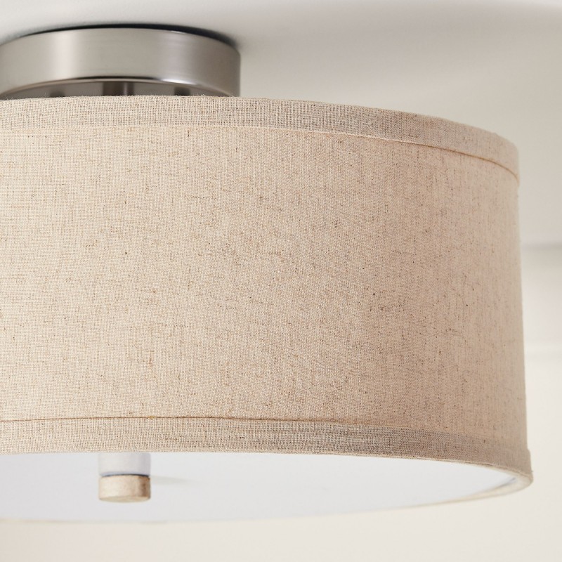 Octavian Brushed Nickel Linen Shade Ceiling Light