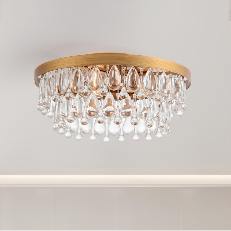 Thalassa Glass Teardrops Crystal Flush Mount Light