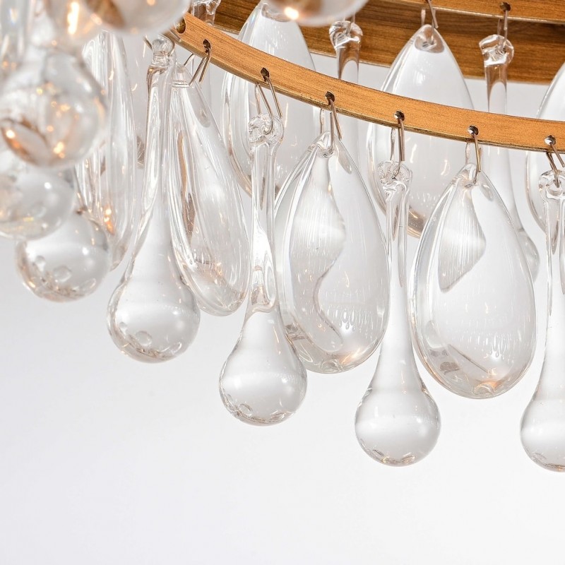Thalassa Glass Teardrops Crystal Flush Mount Light