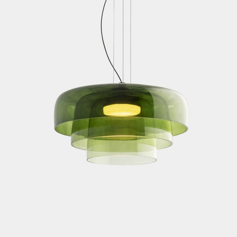 Zaire Bowl Shaped Layer Stained Glass Pendant Light