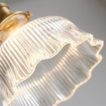 Hermin Antique Flower Ribbed Glass Pendant Light