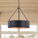 Quillan Industrial Large Black Drum Pendant Light For Dining Room