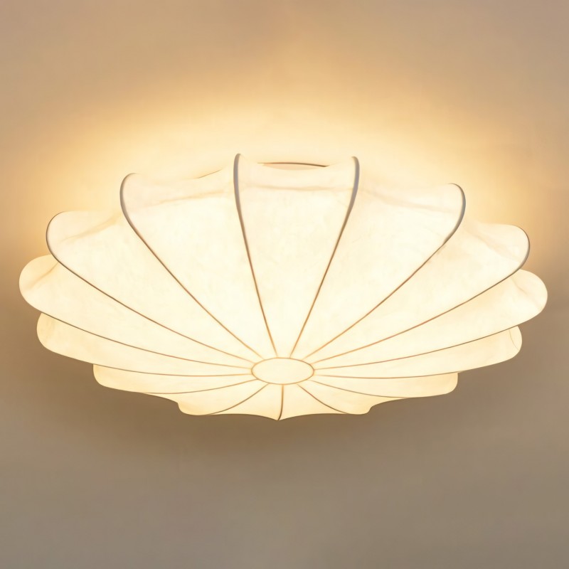 Savionne White Silk Seashell Flush Mount Light