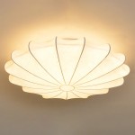 Savionne White Silk Seashell Flush Mount Light