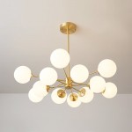 Thalassia Two-Tier Brass Opal Globe Chandelier