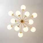 Thalassia Two-Tier Brass Opal Globe Chandelier