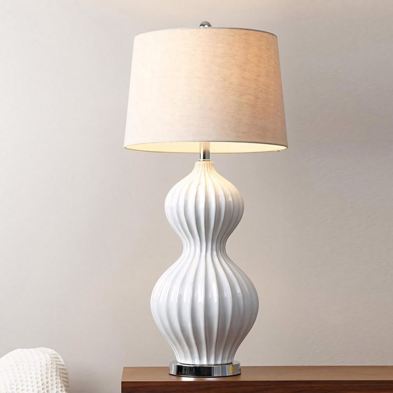 Biarne Ribbed Base Led Glass Lamp