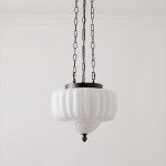 Draxor White Milk Glass Pumpkin Pendant Light