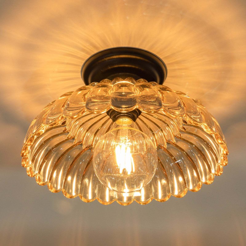 Fyxar Clear Glass Scalloped Flush Mount Light