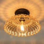 Ozir Stained Glass Flush Mount Tulip Light