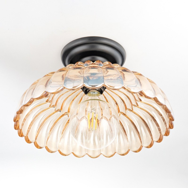 Fyxar Clear Glass Scalloped Flush Mount Light