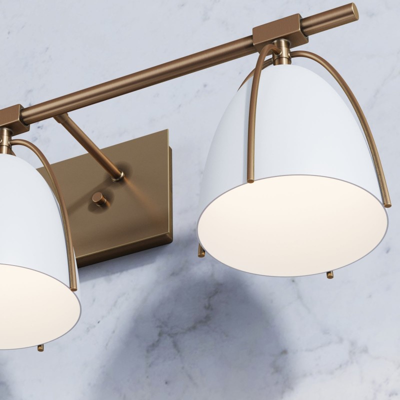 Glyntor 3 Light Metal White Cage Bathroom Vanity Light