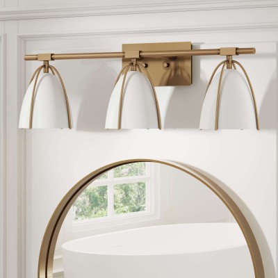 Glyntor 3 Light Metal White Cage Bathroom Vanity Light