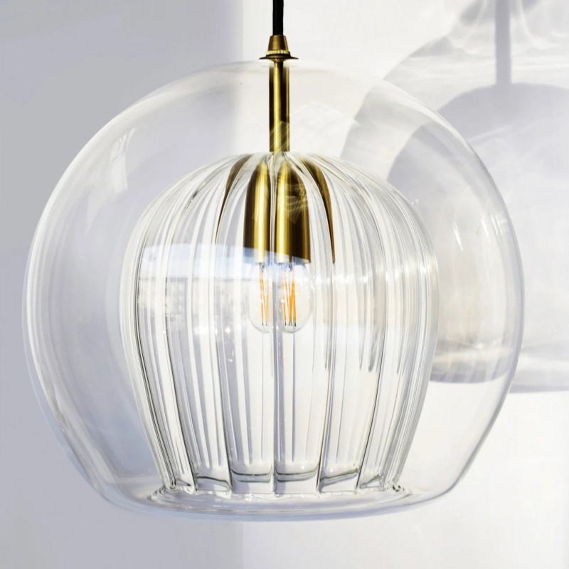 Nyxio Pleated Globe Glass Pendant Light