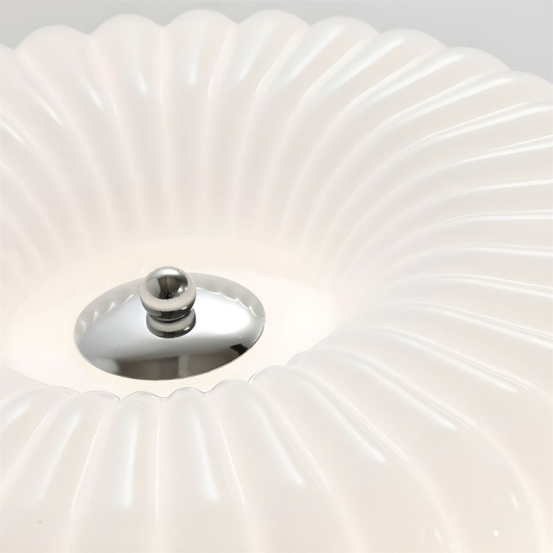 Prythos Cream Textured Glass Round Bauhaus Ceiling Light