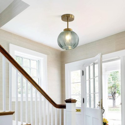 Syndrax Stripe Stained Glass Globe Ceiling Light