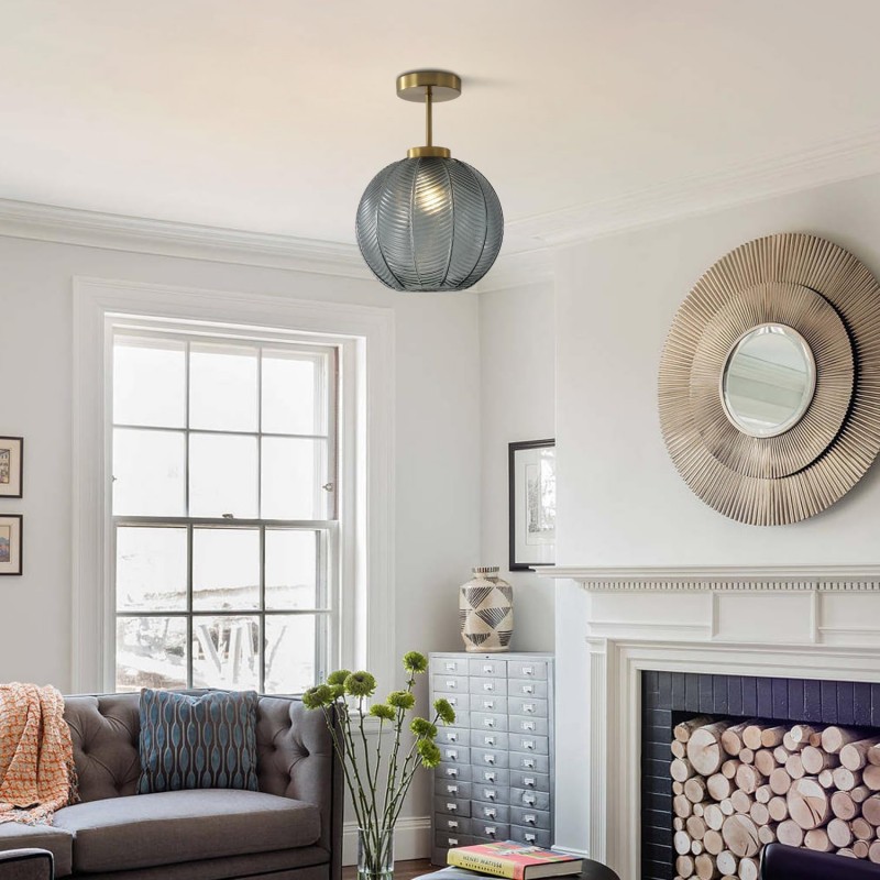 Syndrax Stripe Stained Glass Globe Ceiling Light
