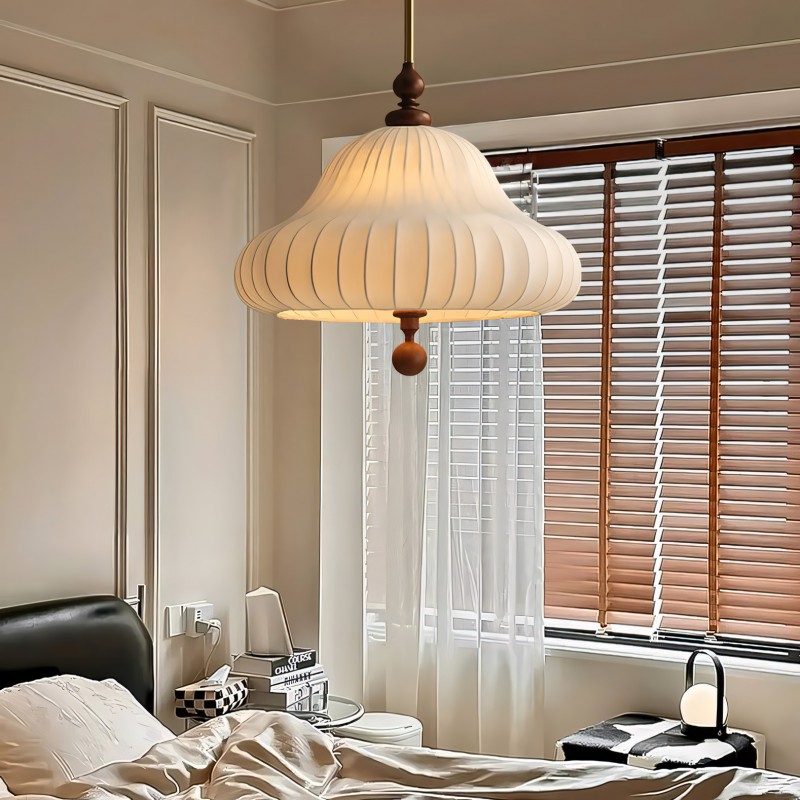 Ythar Wabi Sabi Wood Fabric Pendant Light