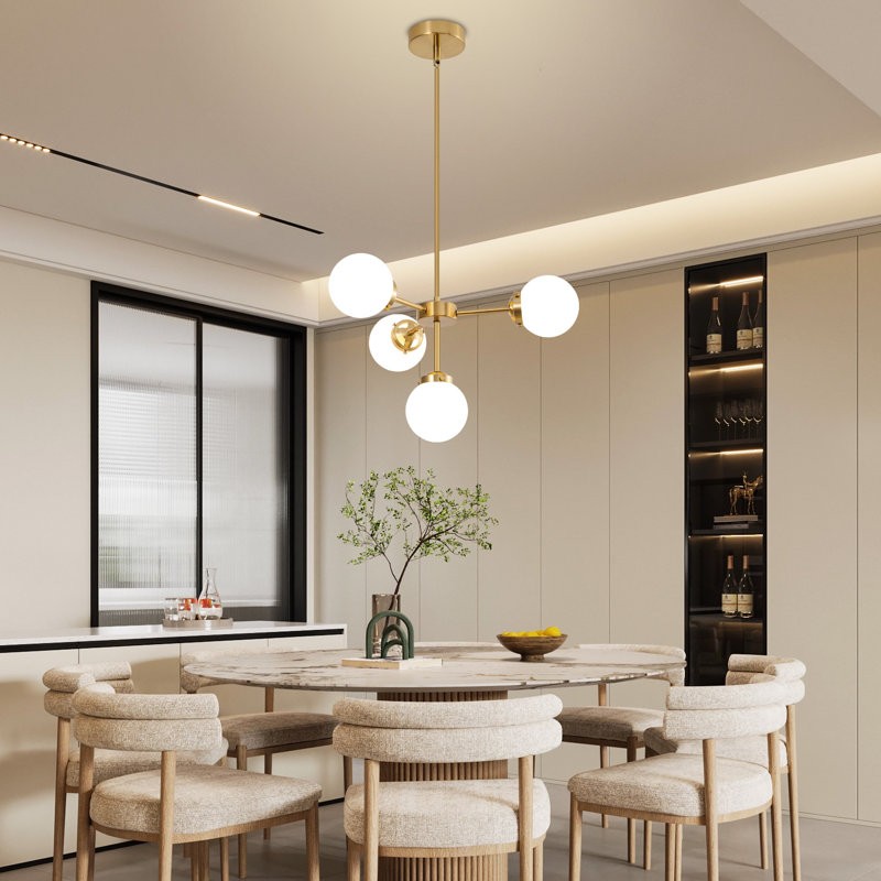 Aelithor 4 Light Opal White Glass Globe Chandelier