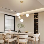 Aelithor 4 Light Opal White Glass Globe Chandelier