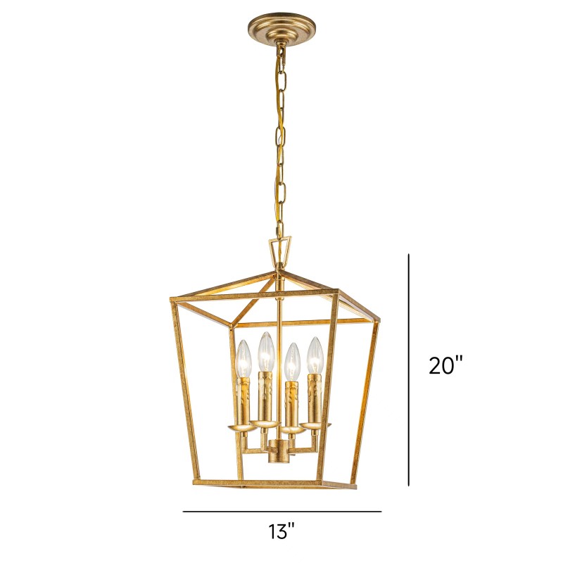 Hexon Antique Brass Gilded Iron Lantern Pendant Light