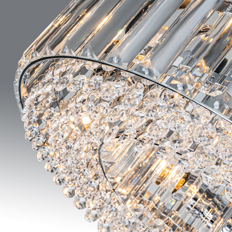 Ryxar Round Ribbed Crystal Semi Flush Mount Light