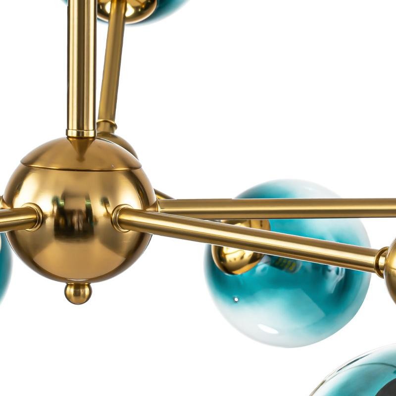 Taryn 15 Light Teal Colored Globe Glass Chandelier