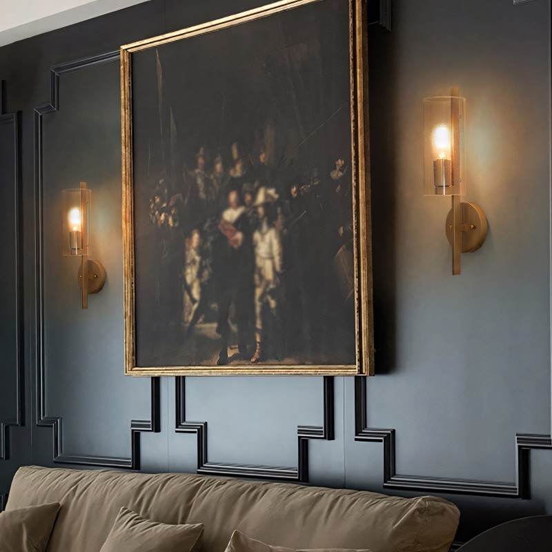 Aldorix Bronze Seedy Glass Cylinder Wall Sconce