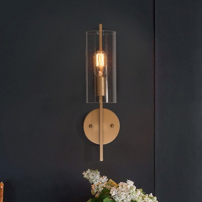 Aldorix Bronze Seedy Glass Cylinder Wall Sconce