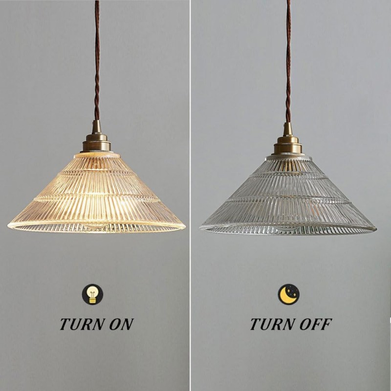 Draxith Retro Japanese Striped Stained Glass Droplight