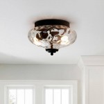 Eryndor Antique Sugar Pot Lid Water Ripple Glass Flush Mount Light